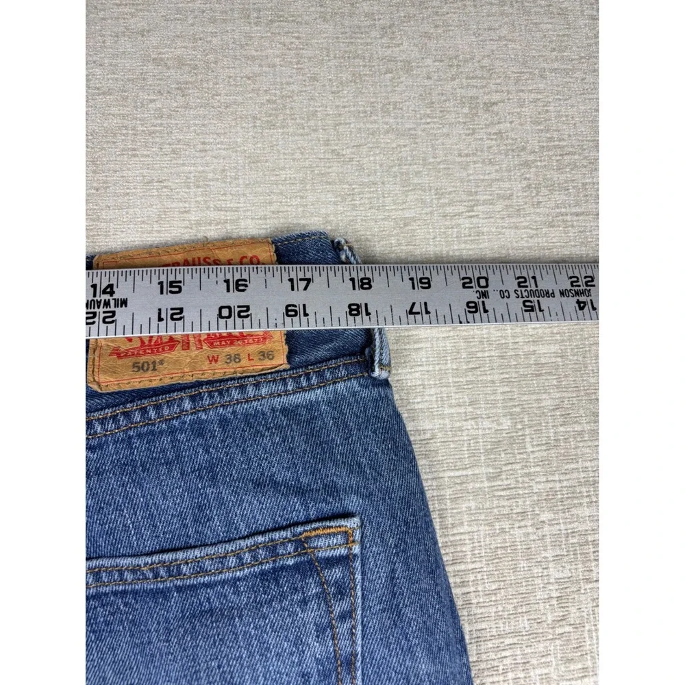 Levis 501 Men's 38x36 Original Blue Denim Straight Leg Button Fly Jeans